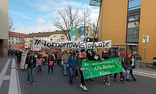 Die Demonstrantinnen und Demonstranten des Klimastreiks ziehen unter dem Motto #tomorrow is too late durch die Paderborner Innenstadt. - Linda Schnepel