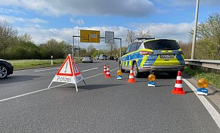 An der Birne kontrollierte die Polizei Autofahrer. - Jan Henning Rogge