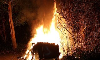 Die Mülltonne im Baltenweg wurde ein Raub der Flammen. - Polizei Minden-Lübbecke