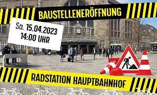 Samstag startet der Radentscheid - symbolisch - den Bau der Bahnhofs-Radstation. - Radentscheid Bielefeld