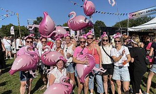 Als Flamingos hatte sich die Mädelsgruppe aus Bentfeld beziehungsweise Anreppen verkleidet. - Carola Drabon