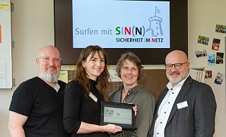 Stehen hinter dem Projekt: (v. l.) Markus Tomanek (Polizei), Isabel Venne (EigenSinn), Stephanie Sitterz (Stadtwerke) und Christoph Kaleschke (Sparkasse). - Andreas Zobe