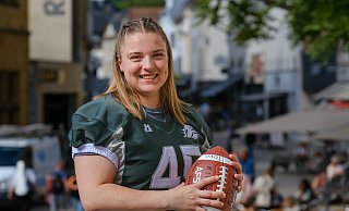 Für Friederike Ostendorp gehören Bielefeld und Football bei den Bulldogs seit acht Jahren fest zusammen. - Andreas Zobe