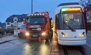 Der Unfall ereignete sich, als der Lkw an einer Baustelle rangierte. - Jens Reichenbach