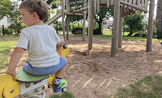 Klassische Spielgeräte gruppieren sich an der Wittekindstraße um ein modernes und hölzernes Gerüst, das gleich mehrere Innovationen kombiniert. - Felix Eisele