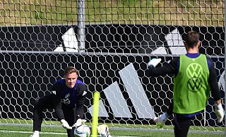 Zurück im DFB-Tor: Marc-André ter Stegen beim Training der Nationalmannschaft. - Federico Gambarini/dpa