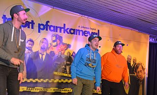 2019 haben Frank Dirkschnieder (v.l.), Magnus Brock und Christian Nagel „SHS – mit freundlichen Grüßen gerappt. 2020 soll’s wenigstens ein Video geben. - Karin Prignitz