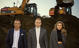 Die Gesellschafter Thomas Hagedorn (l.), Christian Hülsewig und Sophia Thomalla. - Schüttflix