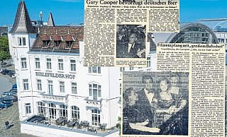 Cary Cooper bevorzugt 1953 beim Besuch in Bielefeld deutsches Bier laut der "Westfälischen Zeitung". Von einer Filmpremiere berichtet die "Neue Presse" 1956 in Bielefeld. - Andreas Zobe/ Lars Heidemann