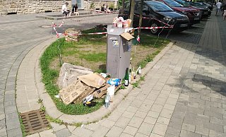 Auch der übervolle Mülleimer veranlasste offenbar niemanden, seinen Abfall wieder mitzunehmen: Er wurde statt dessen einfach daneben deponiert. - privat
