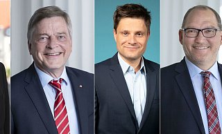 Diese Lokalpolitiker sind denkbar knapp aus dem Rat geflogen: Holm Sternbacher (SPD), Michael Weber (CDU), Frederik Suchla (SPD) und Marcus Kleinkes (CDU). - SPD, CDU
