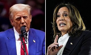 Hoffen auf Erfolg in den «Swing States»: Donald Trump und Kamala Harris. - VUCCI/MARTIN/AP/dpa