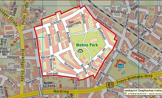 Das Viertel um Mohns Park liegt auf Platz 3 der gefragtesten Wohnlagen. Wer dort eine Neubau-Wohnung kaufen will, muss plus/minus 2900 Euro pro Quadratmeter zahlen. Die Angebotsmieten rund um Schillstraße, Jahnstraße und Yorckstraße liegen zwischen sieben und neun Euro pro Quadratmeter. - mediaprint / Graphisches Institut Eckmann