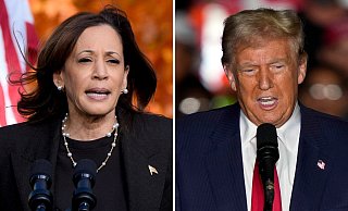 Im Schlussspurt vor der US-Wahl treten Vizepräsidentin Harris und der ehemalige Präsident Trump in denselben Bundesstaaten auf. (Archivbild) - Uncredited/AP/dpa