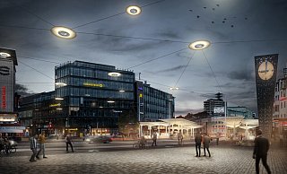 Leuchtringe sollen den Jahnplatz in angenehmes Licht tauchen. - loomn architektur visualisierungJost Hauer Dipl.-Ing. Arch. TU