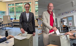 Die Stichwahl entscheidet, der Countdown läuft. Die beiden Kandidaten Ingo Nürnberger und Christiana Bauer haben in ihren Stimmbezirken bereits gewählt. - Felix Brenneke Die Stichwahl entscheidet, der Countdown läuft. Die beiden Kandidaten Ingo Nürnberger und Christiana Bauer haben in ihren Stimmbezirken bereits gewählt. - Felix Brenneke