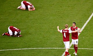 Die Österreicher jubelten kurz und bereiten sich nun auf Italien vor. - Mihai Barbu/Pool AFP/AP/dpa