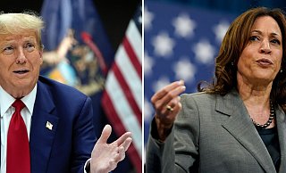 Nach einem Tauziehen wird es mindestens eine TV-Debatte zwischen Harris und Trump geben. (Archivbild) - Paul Sancya/Stephanie Scarbrough/AP/dpa
