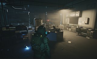 In "Evotinction" infiltrieren wir eine verlassene Forschungsstation. Die Spielatmosphäre dabei ist faszinierend. - Spikewave Games