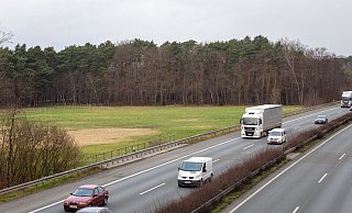 In unmittelbarer Nähe der Autobahn A 33 soll westlich davon auf einer Brachwiese ein 2,5 Hektar großer Solarpark entstehen. - Niklas Tüns