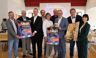 Vorfreude auf die Liboriwoche: Marc Petter (v. l.), David Lüdtke, Sascha Pöppe, Jens Reinhardt, Brunhilde Konersmann, Uwe Seibel, Michael Dreier, Thomas Throenle und Isabella Maria Struck. - Viktoria Bartsch