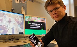 Wichtige Kommunikationskanäle, gerade in Lockdown-Zeiten: Jona Pakebusch (18) hat nicht nur für seine eigene Firma die Webpräsenz und den Instagram-Kanal aufgebaut. - privat
