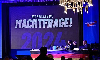«Wir stellen die Machtfrage! 2024», hieß es im November beim Landesparteitag der AfD in Thüringen. - Martin Schutt/dpa