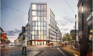 Um bis zu drei Stockwerke, die deutlich größere Geschosshöhen haben als die bisherigen fünf Etagen, wird das Gebäude erhöht. - bhp Architekten