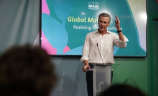 Der demokratische Politiker Gavin Newsom will Hoffnung auf der Weltklimakonferenz verbreiten. - Larissa Schwedes/dpa