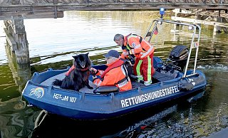 Leichensuchhunde haben laut Polizei auf dem Inselsee am Stadtrand von Güstrow angeschlagen. Nun sollen Taucher klären, ob der seit Freitag verschwundene Achtjährige möglicherweise am Grund des Sees liegt. - Bernd Wüstneck/dpa