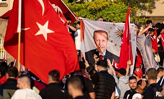 Erdogan-Anhänger im Duisburger Norden. - Christoph Reichwein/dpa