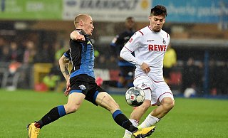 Sven Michel, hier gegen den Kölner Torschützen Jorge Meré, erlitt einen Muskelfaserriss in der Leiste. - Wilfried Hiegemann