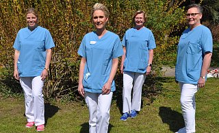 Nicole Busch (v.l.), Sabrina Witte, Sigrid Brand-Rempe und Renate Wassing sind spezialisiert auf die Behandlung von Schmerzen. - Brüderkrankenhaus