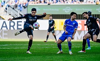 SCP-Mittelfeldspieler Raphael Obermair, der hier in der Partie gegen Magdeburg aufs Tor schießt, steht womöglich vor seinem Länderspieldebüt. - Besim Mazhiqi