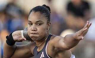 Olympiasiegerin Yemisi Ogunleye wurde beim Leichtathletik-Meeting in Lausanne Zweite. - Jean-Christophe Bott/KEYSTONE/dpa