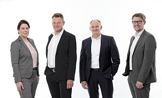 Das Führungsteam der Baumann Group: Sabine Brockschnieder, Delf Baumann, Michael Assner und Matthias Berens. Zum 1. April scheidet Delf Baumann aus dem operativen Geschäft aus. - Dirk Windmöller