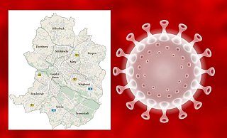 515,2 - das ist der höchste Inzidenzwert, den ein Bielefelder Stadtteil aufweist. - Symbolbild: Pixabay / Bielefeld-Karte: NW-Archiv / Montage: dro