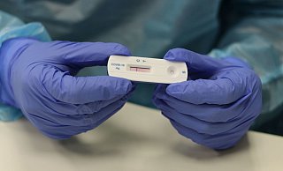 So sieht ein Schnelltest aus. Wird Sars-CoV-2 nachgewiesen, erscheinen zwei Striche. - David Knapp