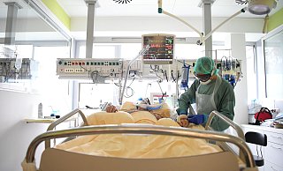 Eine Pflegekraft versorgt einen Covid-19-Patienten auf einer Intensivstation - picture alliance / HELMUT FOHRINGER / APA / picturedesk.com