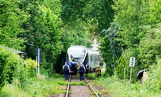 Bei einem Unfall an einem Bahnübergang nahe der Fischteiche ist eine Person ums Leben gekommen. - Ralph Meyer