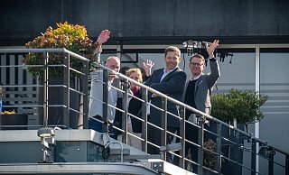 Bei den Sondierungsgesprächen wird gute Stimmung demonstriert. - Michael Kappeler/dpa