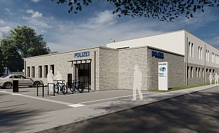 Modern und funktional ist der Neubau der Polizeiwache geplant. Die Bauarbeiten sind schon in vollem Gange. - LB-Architekten