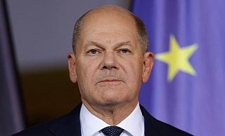 Olaf Scholz bei seinem Statement nach dem Koalitionsausschuss in Berlin. - AFP