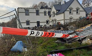Die Brandruine an der Herforder Straße. - Jobst Lüdeking