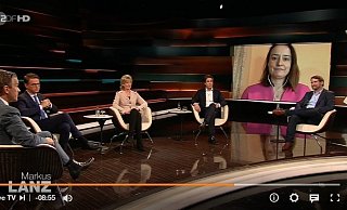 Landrätin Anna Bölling ist der Runde um Markus Lanz im Studio zugeschaltet. - Repro: Jan Henning Rogge