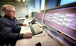 So sieht die Grüne Welle am Nordring auf den Bildschirmen aus. Der grün straffierte Bereich ist die Taktung für Fahrzeuge aus Richtung Bielefeld, die blaue für Fahrzuge aus Richtung Rheda-Wiedenbrück. - Andreas Frücht