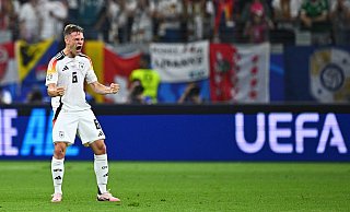 Erleichterung in Frankfurt: Joshua Kimmich freute sich lautstark über den späten Ausgleich. - Tom Weller/dpa