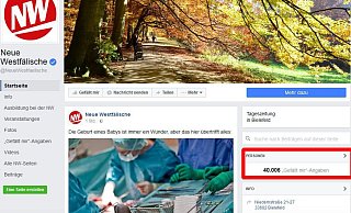 Mehr als 40.000 Menschen folgen inzwischen der Neuen Westfälischen bei Facebook. Das wollen wir feiern! - NW.de (Screenshot)
