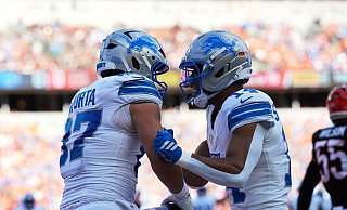 St. Brown (rechts) und die Lions haben die vergangenen vier Spiele gewonnen. - Jeff Dean/AP/dpa