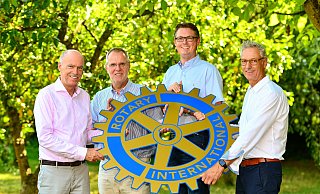 Die neuen Präsidenten Andreas Bruck (Paderborn), Martin Lürwer (Paderborn Kaiserpfalz), Friedel Biermann (Paderborn Bürener Land) und Dietmar Ahle (Paderborn Stadt und Land). - Rotary Club Paderborn